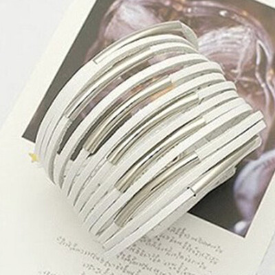 

Vintage Punk Women Men Leather Multi-layer Cuff Bangle Bracelet Jewelry Gift