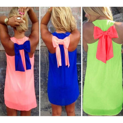 

Women Summer Loose Casual Chiffon Bow Sleeveless Vest Shirt Top Blouse