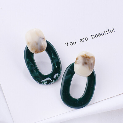 

Flashbuy Acrylic Korean Resin Oval Drop Earrings For Women Geometric Acetic Acid Statement Earrings Wooden Party Jewelry