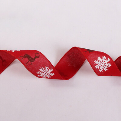 

〖Follure〗10m Long Deer Snowflake Ribbon Home Printing Christmas Tree Decoration Ribbon