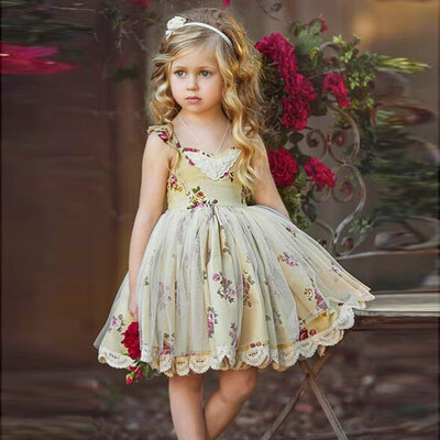 

Toddler Kids Girl Dress Flower Lace Tulle Princess Party Pageant Wedding Dresses