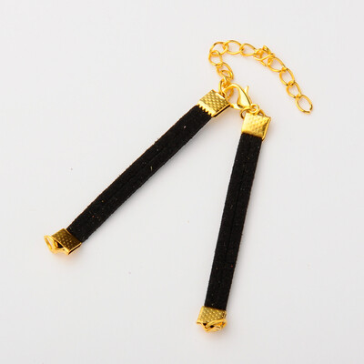 

Faux Suede Cord Bracelet Making with Iron Findings&Alloy Lobster Claw Clasps Golden Black 135x6mm Hole 4mm