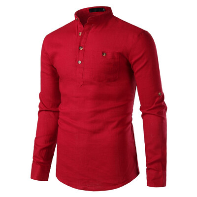 

Toponeto Fashion Mens Casual Cotton Linen Slim Long Sleeve Dress Shirt Blouse Tops