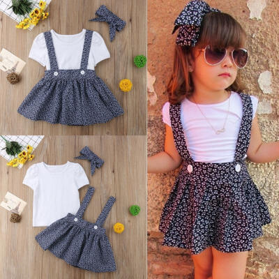 

3pcs Casual Baby Girl T-shirt Tops Dress Outfit Set Toddler Summer Dresses