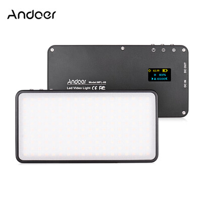 

Andoer MFL-06 Mini LED Video Light Camera Photography Lamp 3000-6500K Dimmable 180pcs LEDs Built-in Rechargeable Li-ion Battery fo