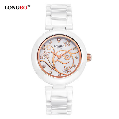 

LONGBO European&American fashion true ceramic womens watch printing dial fashion watch quartz waterproof ladies wat