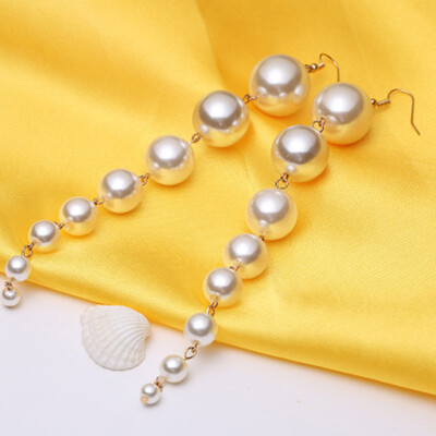 

New Trendy Design Big Long Drop Fashion Dangle Simulation Pearls Earrings For Women Jewelry Gift
