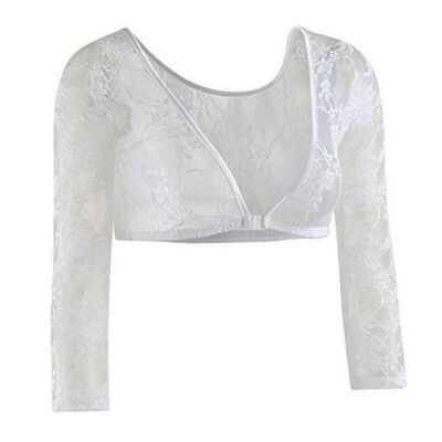 

Women Mesh Seamless Arm Shaper Long Sleeve Short Cropped Navel Tops Accessories Wrap Armwear