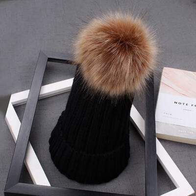 

Mother & Child Baby Warm Winter Knit Beanie Fur Pom Hat Crochet Ski Cap