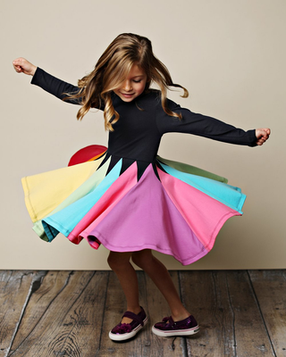 

Toddler Kids Baby Girl Princess Dress Long Sleeve Rainbow Patchwork Autumn Dress