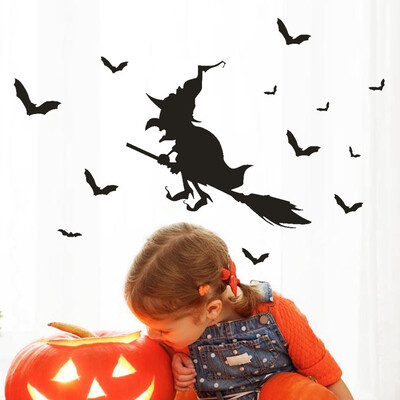 

〖Follure〗Happy Halloween Witch Bat Wall Sticker Window Home Decoration Decal Decor