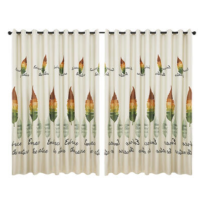 

1pc Retro Leaves Print Semi-Blackout Curtains Bedroom Windows Decor Drapes