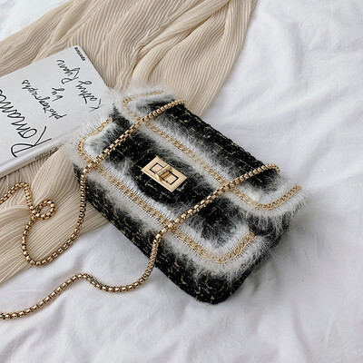 

North Baobao autumn&winter hair bag 2019 new Korean version fashion 100 lap braided chain single shoulder slanted small square