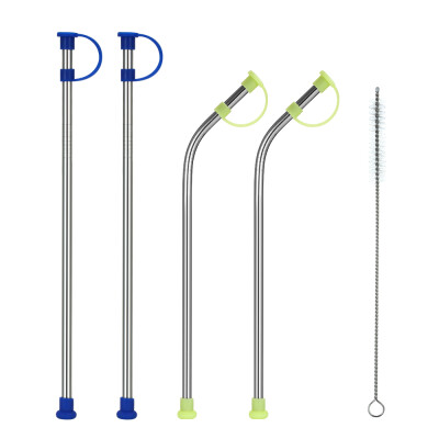 

5pcsset 105" Stainless Steel Straws with Silicone Dust Cover Reusable Stainless Steel Straws 2 Bent 2 Straight Straws with a Cle