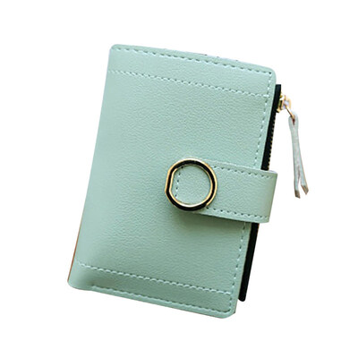 

Fashion Women Solid Color Faux Leather Small Wallet Zip Buckle Coin Cards Purse