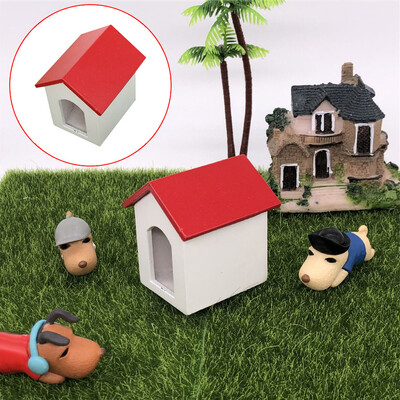 

YIWULA112 Dollhouse Garden Miniature Wooden Kennel Dog House Kids Pretend Play Toy