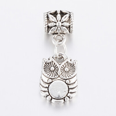 

Alloy European Dangle Beads Large Hole Pendants Owl Antique Silver 26mm Hole 4mm Pendant 14x10x3mm