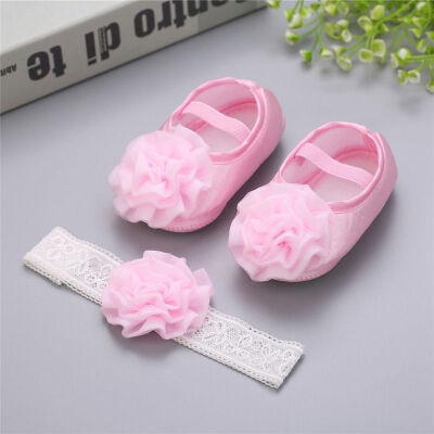 

Baby Girls Shoes With Flowers hairband Lace Flower Baby Shoes Floral Headwear Headband Photography Props