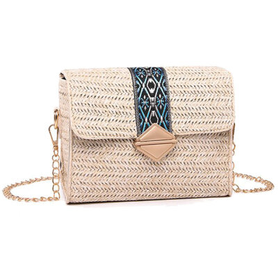 

Women Summer Beach Weave Embroidery Chain Small Crossbody Shoulder Straw Bag