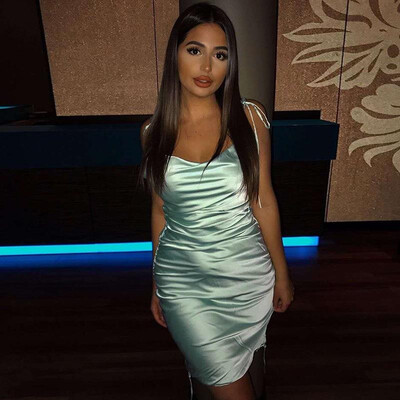 

A generation of European&American cross-border explosion models fashion summer new womens satin strap dress dress summer 2019