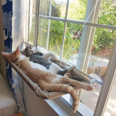 

Cat Window Perch Hammock Window Mounted Cat Bed Cooling Breathable Canvas Suction Cups Sunbath Hammock Bed for Cats Dogs