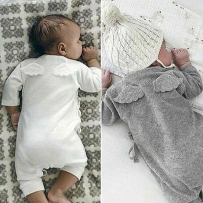 

Newborn Baby Boy Girl Angel Wings Romper Jumpsuit Outfit Halloween Costume 0-24M