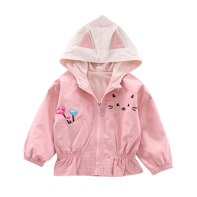 

Girls Windbreaker Spring&Autumn Toddler Baby Girl Cartoon Outerwear Casual Long Sleeve Ear Design Hoodie Sweatshirt Coat