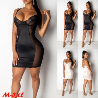 

Women Long Cami Stretch Tank TOP Sleeveless T Shirt Bodycon Tunic Mini Dress