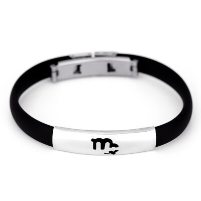 

12 Constellation Bracelet Man Women Silicone Titanium Steel Bracelets Couple Bracelet