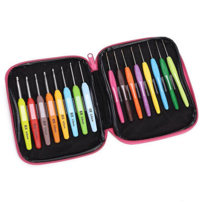 

16pcsset Soft Handle Colorful Aluminium Crochet Hooks Knitting Needles Kit