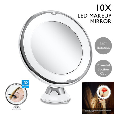 

NEW 10x Magnifying Makeup Vanity Cosmetic Beauty Bathroom Round Mirror with LED Light Adjustable Make Up Tools