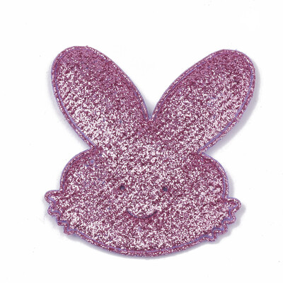

Glitter PU Patches with Non Woven Fabric Back&Sponge Inside Rabbit Violet 51x46x25mm