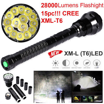 

Saidsome 28000LM 15x XML T6 LED Flashlight 5 Modes Torch 2665018650 Camping Lamp Light flashlight lamp