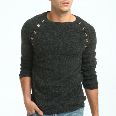

SUNSIOM Men Fashion Irregular Knitted Sweater Slim Fit Jumper Pullover Blouse Tops Shirt