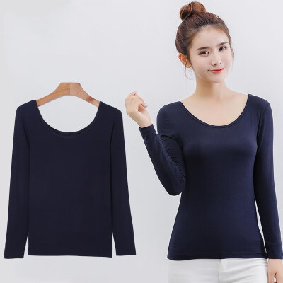 

Fashion Women Modal Bottom T-shirt Long Sleeve O-neck Solid Color Stretch Thin Slim Basic Tee Tops Casual Pullovers Blouse