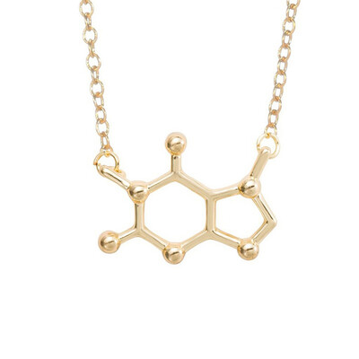 

New Simple Caffeine Molecule Necklace Structure Chemistry Women&Men Necklace Small Pendant Long Chain Necklace