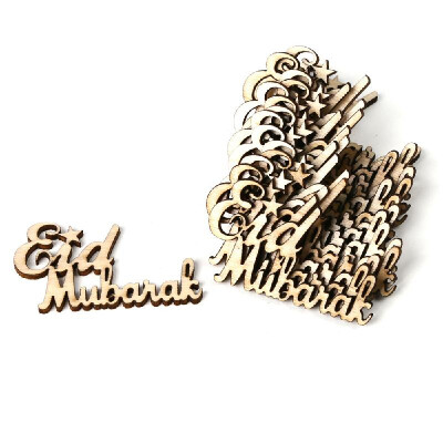 

15pcs Wooden Eid Mubarak Ramadan Party Supplies Ornament DIY Plaque Pendant Festival Home Decoration