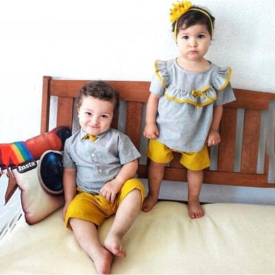 

Kids Baby Boy Girl Little Big Sister Brother Tops T-Shirt Shorts Outfits Clothes
