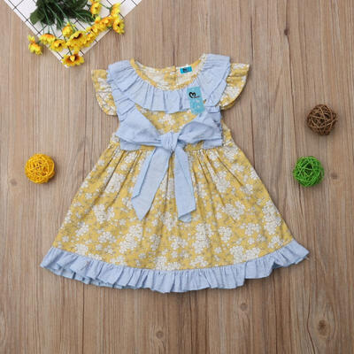 

Newborn Kids Baby Girl Princess Flower Ruffle Sleeveless Party Dress Sundress