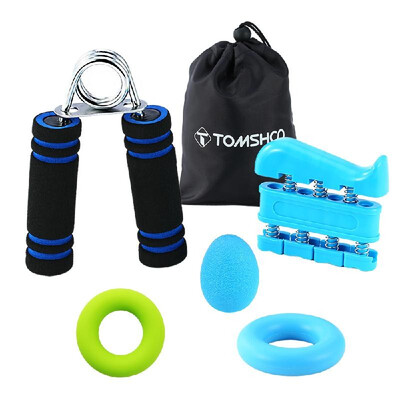 

TOMSHOO Hand Grip Strengthener Workout 5 in 1-Hand StrengthenerFinger StretcherStrengthener Ball2 Strengthener Rings for Hand