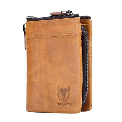 

BULLCAPTAIN Genuine Leather Multi-slot Short Wallet Folding Men Card Holder