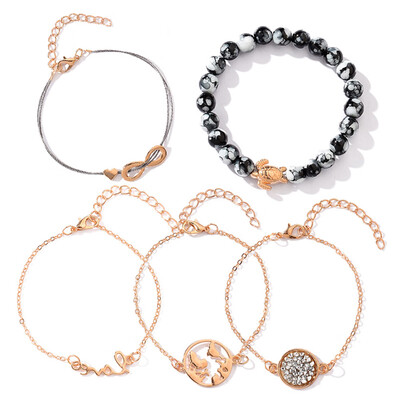 

Bohemia Handmade Turtle Infinity Map Bracelet Set Heart Marble Beads Bracelets Bangles For Women Girls