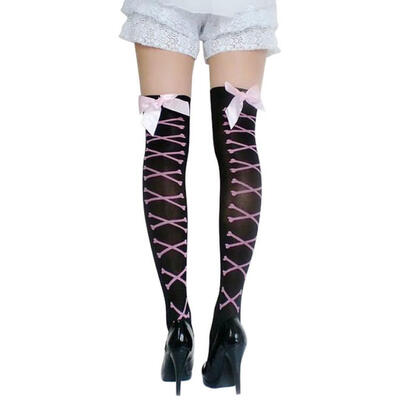 

Sexy Cross Stripe Bowknot Women Over the Knee Thigh High Stockings Clubwear