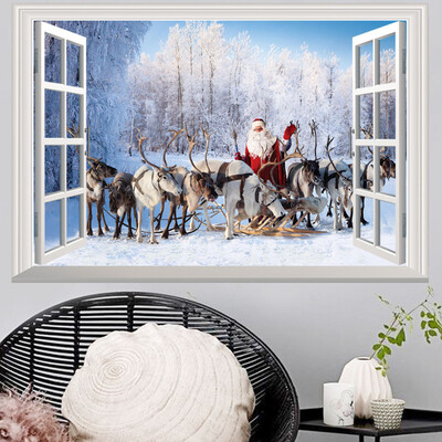 

JPGIF 3D Christmas Wall Sticker Removable Mural Decals Vinyl Art Living Room Decors