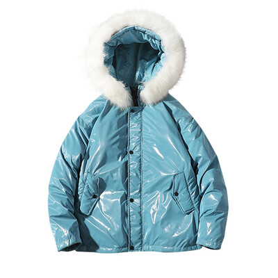 

Toponeto Mens Winter Fashion Pure Color Hoodie Patchwork Thickened Cotton Padded Coat