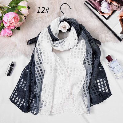 

New gradient color cut flower scarf female organza openwork lace sunscreen shawl beach towel silk scarf