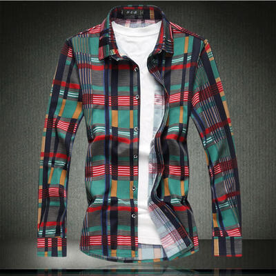 

Spring And Summer New Mens Shirts Business Fashion Long-sleeved Plaid Shirt