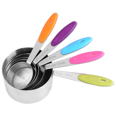 

5pcsset Stainless Steel Measuring Cups Kit Sugar Coffee Milk Kitchen Gadget Baking Tools