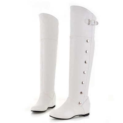 

Rose Women Ladies Retro Over Knee Increased Wedges Shoes Long Tube Knight Boots