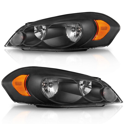 

For 2006-2016 Chevy Impala Black Housing Amber Corner Bumper Headlights LHRH US